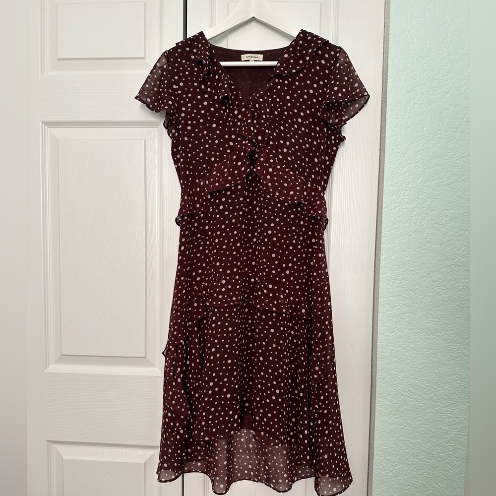 Max Studio Ruffle Polka Dot Dress